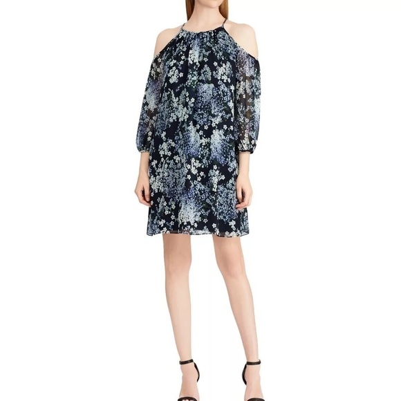 American Living Dresses & Skirts - AMERICAN LIVING Floral Georgette Cold Shoulder Shift Dress Flowy Sz 16 Bloomcore